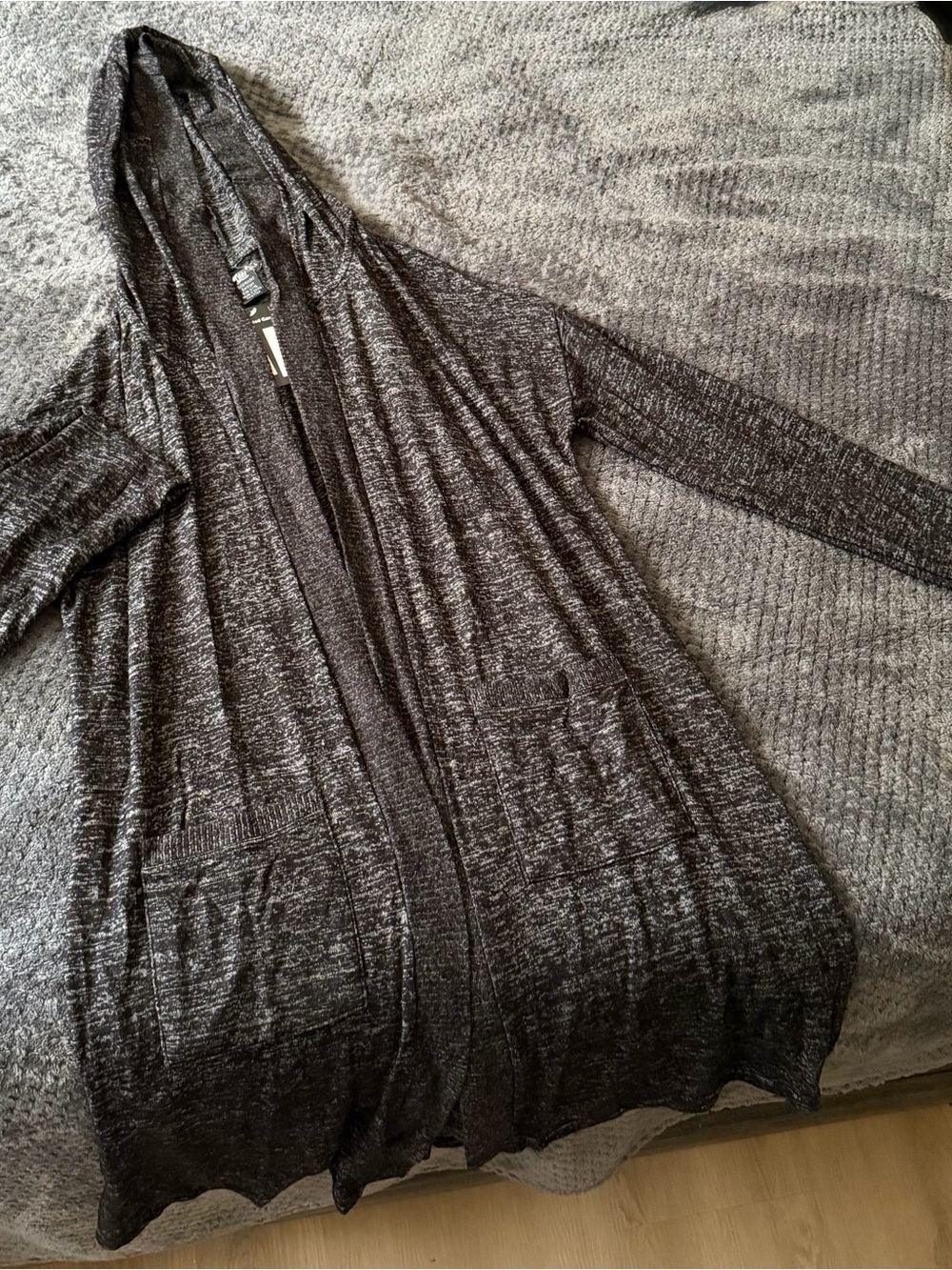 Lightweight Hooded Open Cardigan Sweater - Charcoal